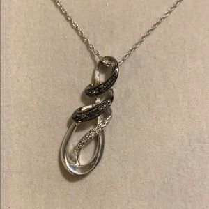 Zales infinity silver black diamond pendant